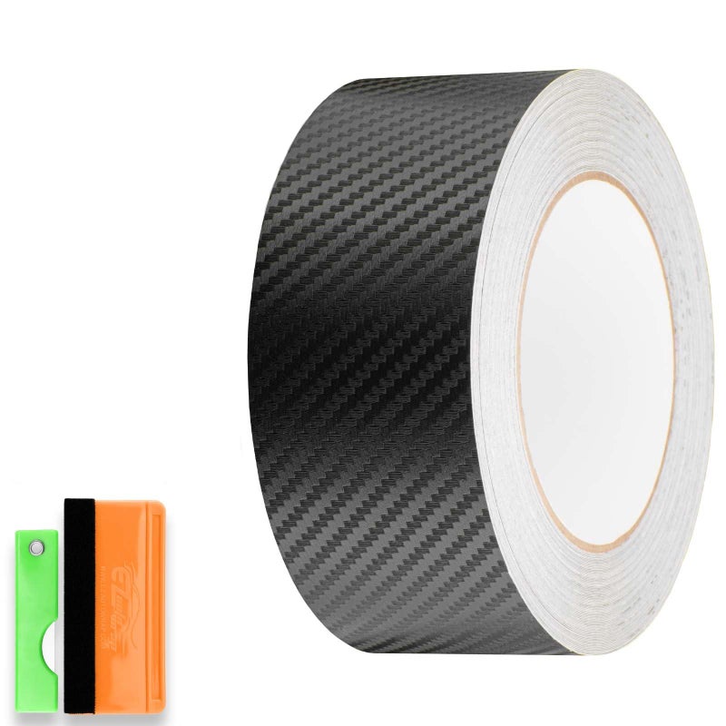 EZAUTO WRAP Free Tool Kit 3D Carbon Fiber Black Vinyl Wrap Kit for Black Out Chrome Delete Window Trim Door Trim 2Inch x 25Feet - Image 1